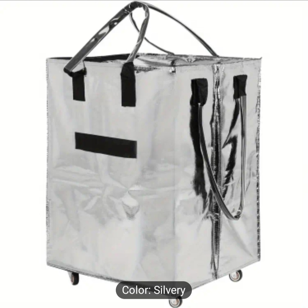 Silver Storage And Reusable Shopping Bag with Wheels SoLD